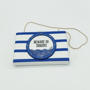 Kate Spade Emanuelle Make A Splash Beware Of Sharks Shoulder Bag Clutch